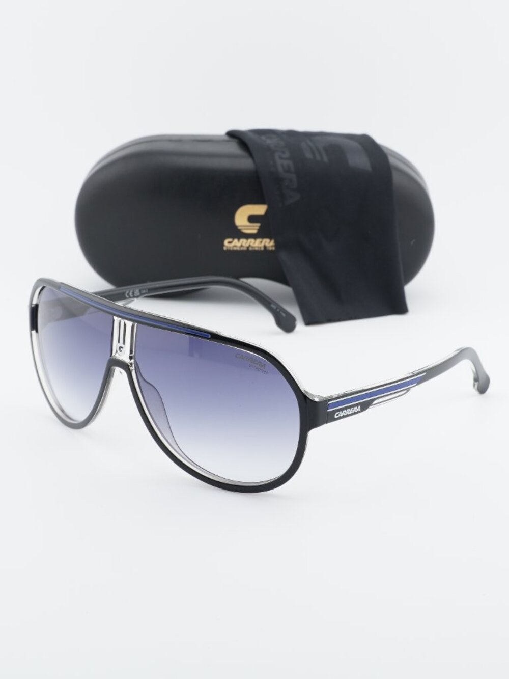 CARRERA 1057/S 0D5108 Aviator Sunglasses - Black/Blue